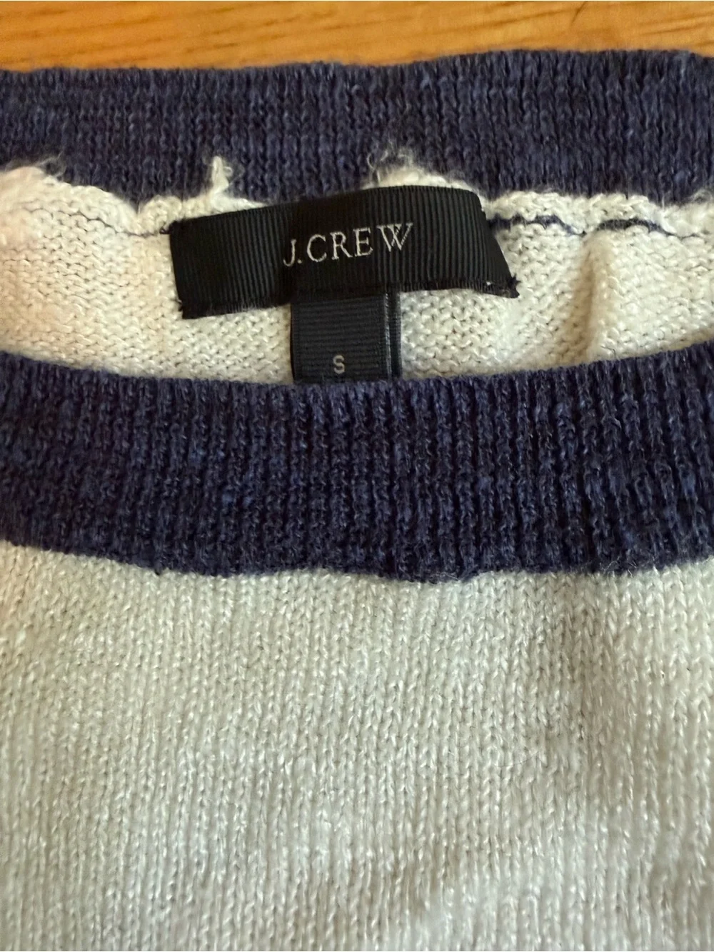 JCrew Light Cream and Navy Raglan Sleeve Women's Sweater